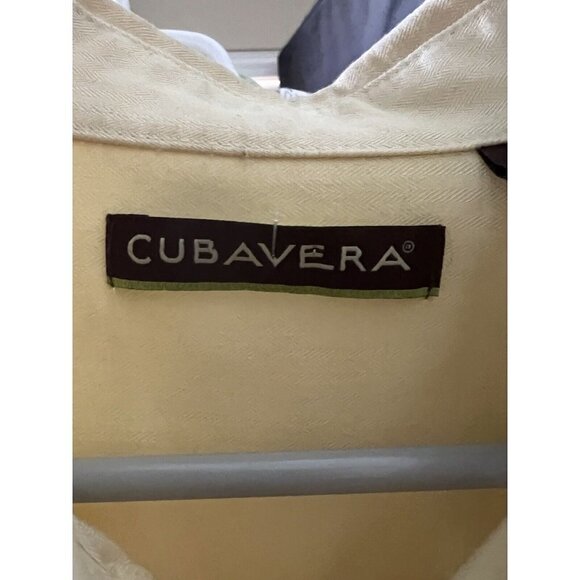 Cubavera Mens Retro Yellow Embroidered Rockabilly Button Front Camp Shirt Large - Picture 8 of 8